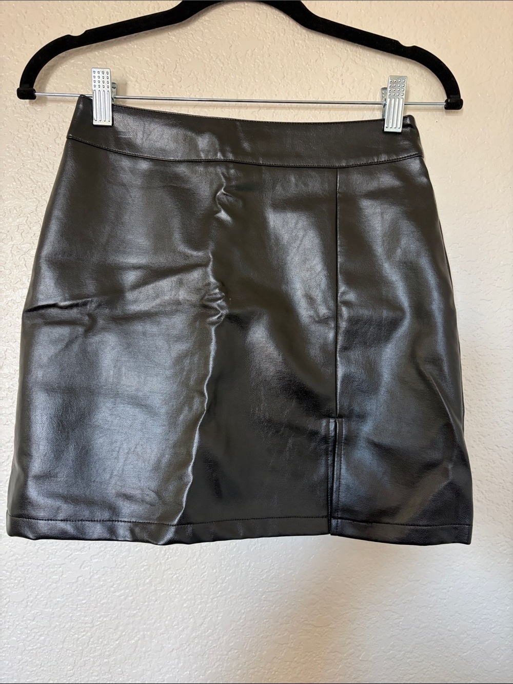 Black Faux Leather Mini Skirt